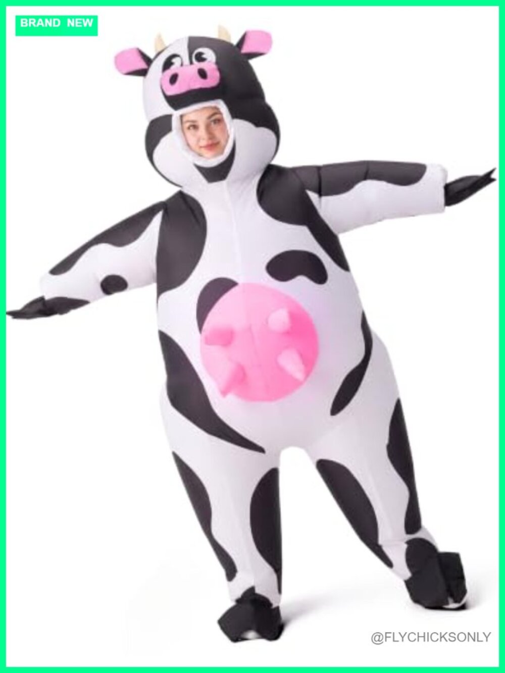 Inflatable Cow Costume for Adults Blow Up Halloween Party Suit with Fan
